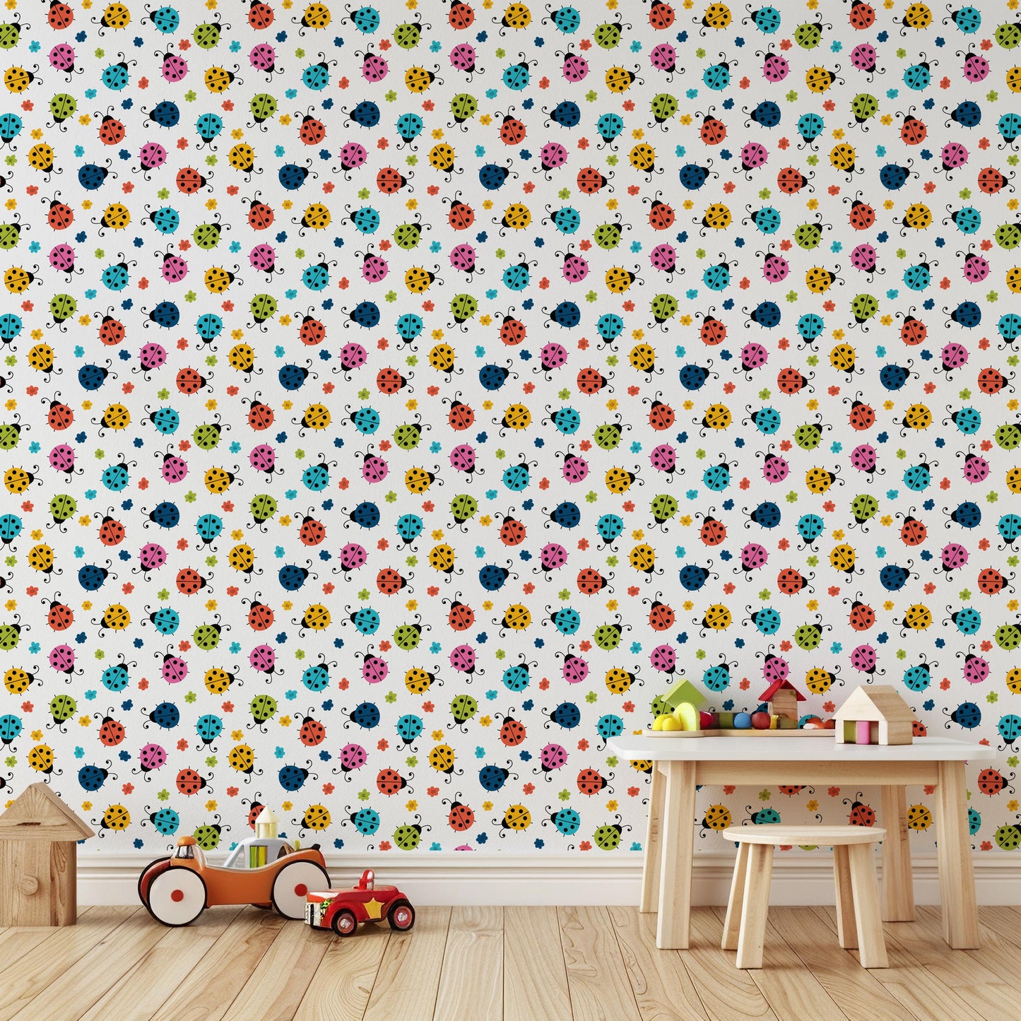 Colourful Ladybirds Playroom Nursery Peel And Stick Wallpaper Self Adhesive Renter Friendly For Kids