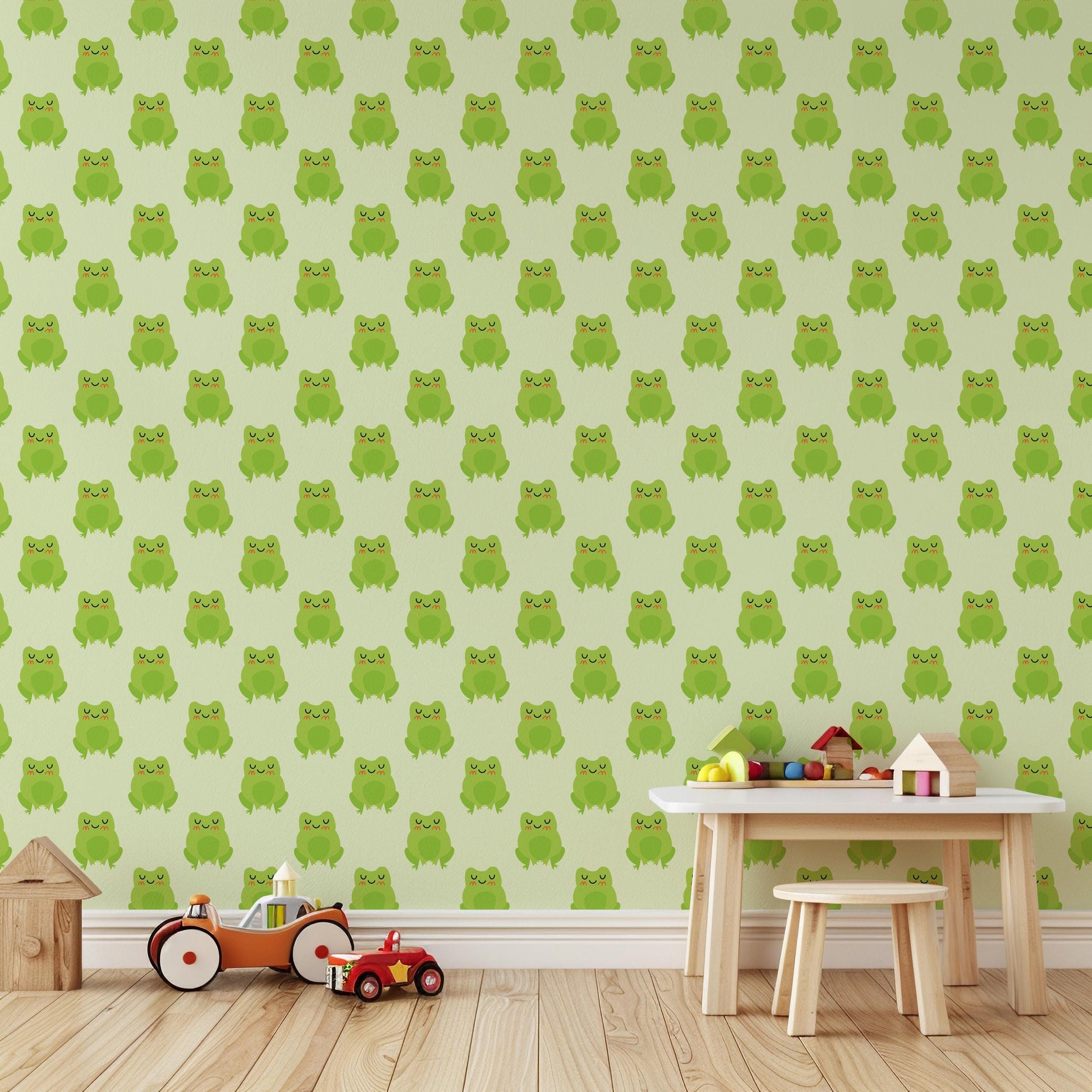 Lime Green Frog Fun Kids Peel And Stick Wallpaper Self Adhesive Renter Friendly Removable