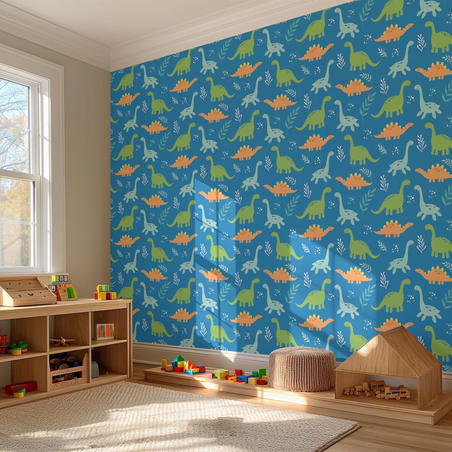 Colourful Dinosaur Diplodocus Jurassic Stegosaurus Fun Playroom Peel And Stick Wallpaper Self Adhesive Removeable For Kids