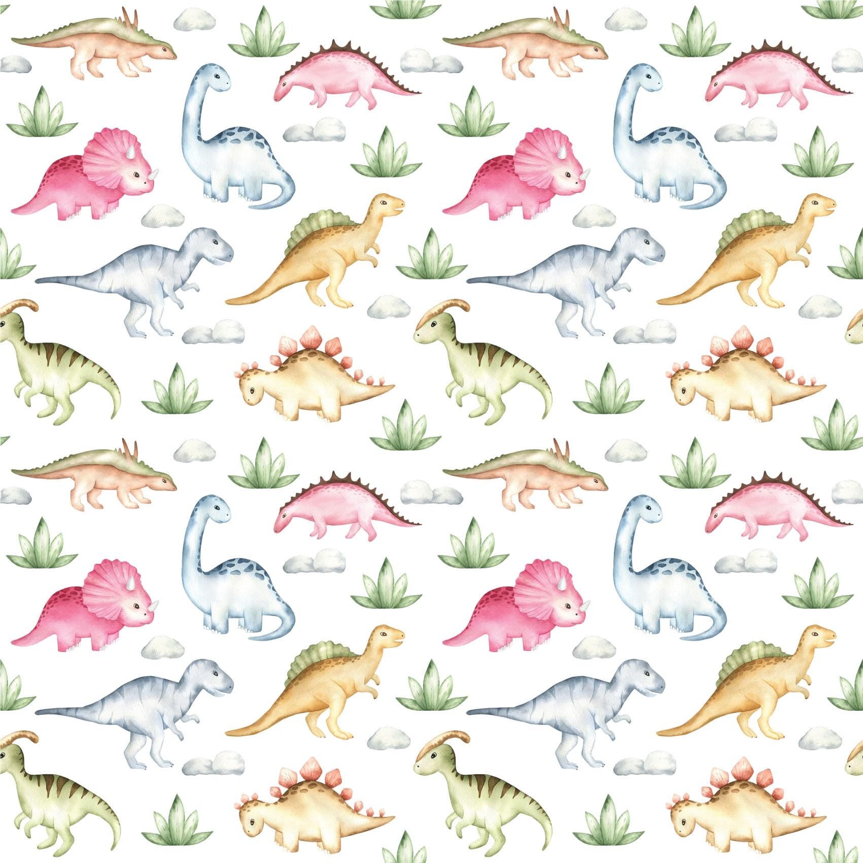 Watercolour Pink Pastel Pretty Dinosaurs Fun Playroom Peel And Stick Wallpaper Self Adhesive Removeable For Kids