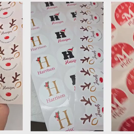 Custom Personalised Christmas Gift Stickers Present Name Labels Peel And Stick Reindeer Xmas Envelope Sealers For Kids Family