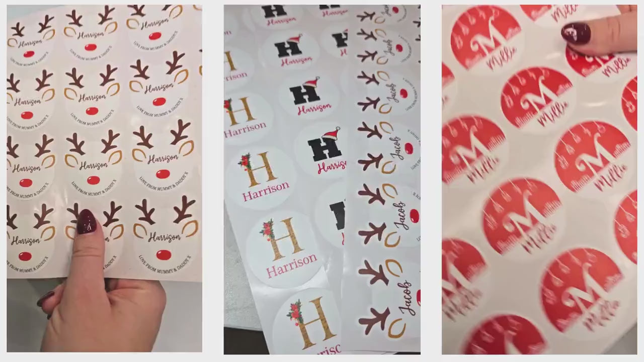 Custom Personalised Christmas Gift Stickers Present Name Labels Peel And Stick Reindeer Xmas Envelope Sealers For Kids Family