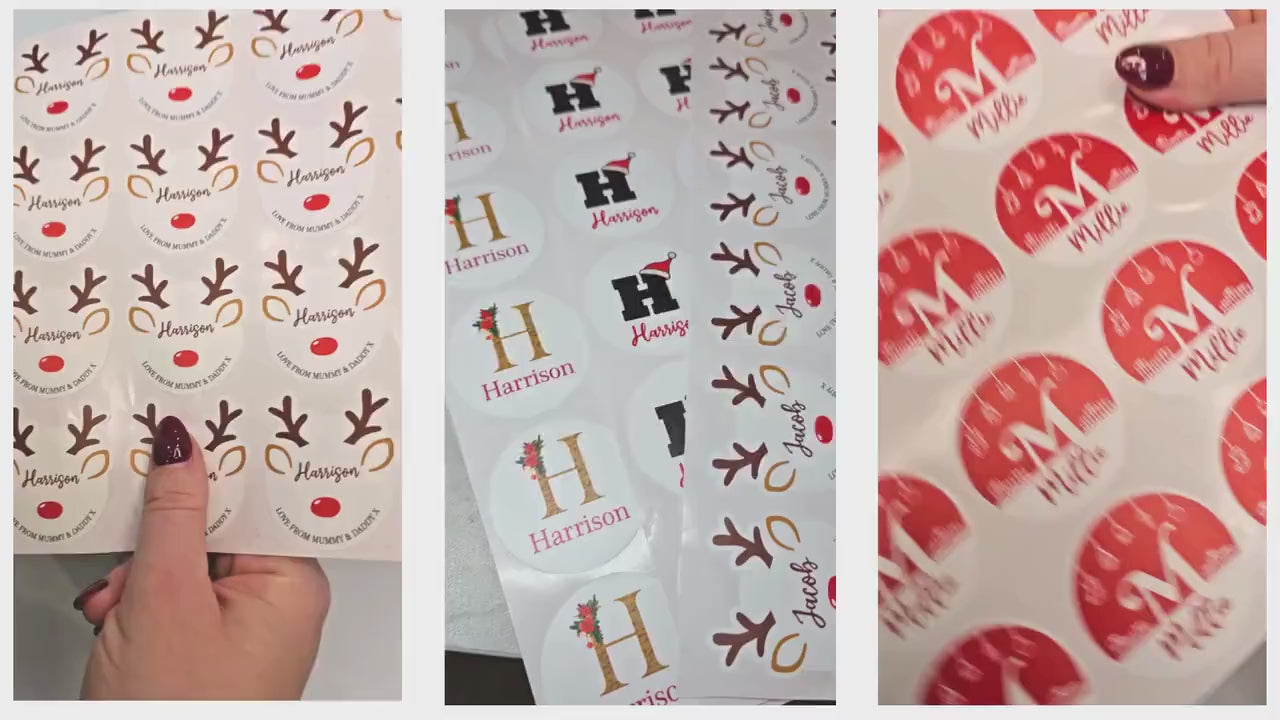 Personalised Name Christmas Present Stickers Stockings