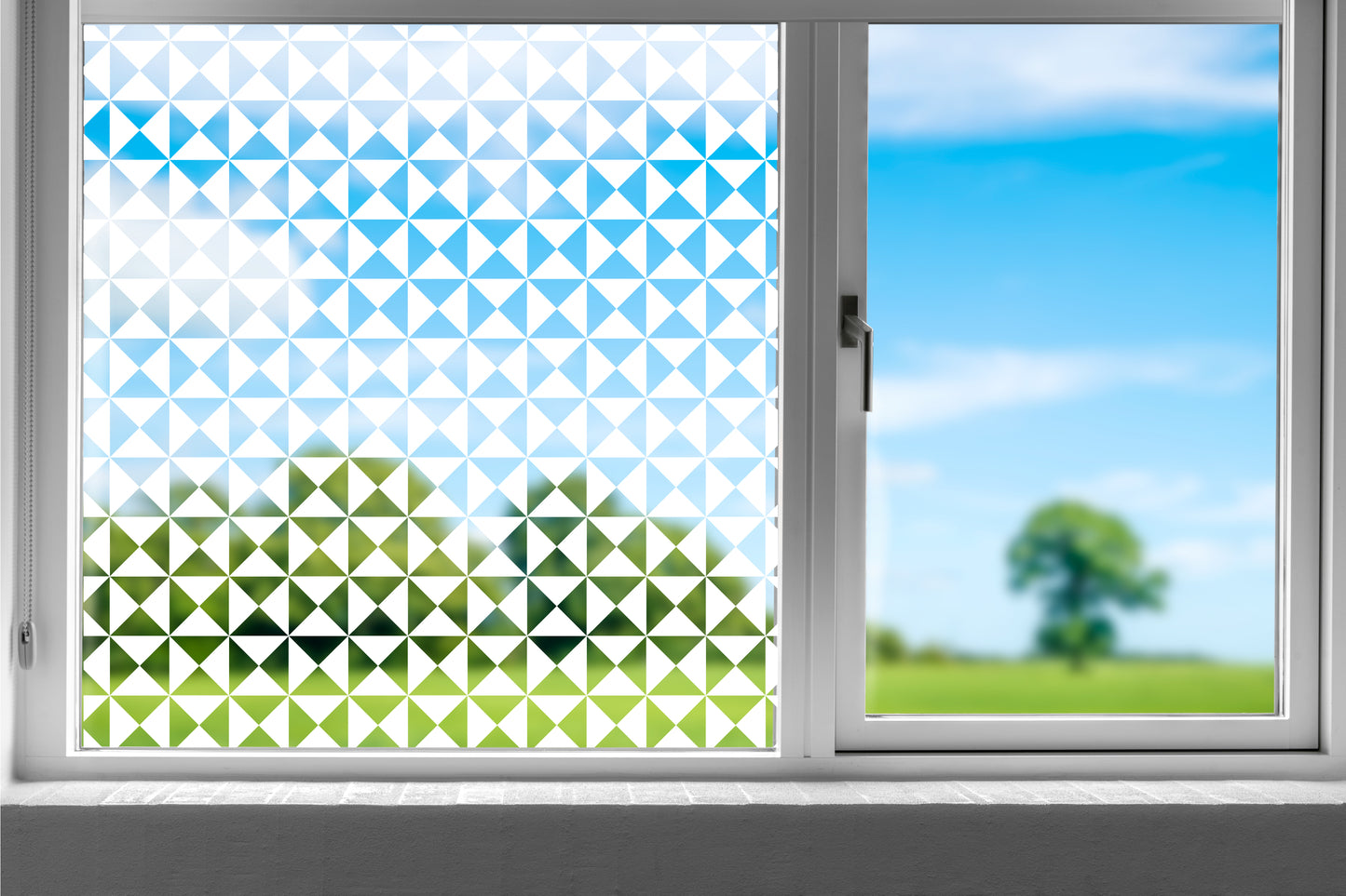 Triangle Chequerboard Geometric Static Cling Window Privacy Film