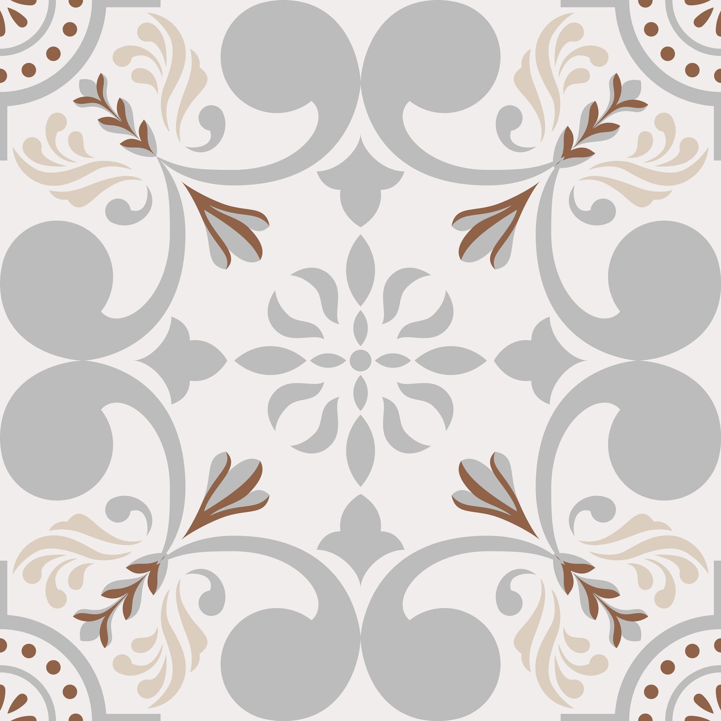 Grey Flourish Design Peel & Stick Tile Stickers