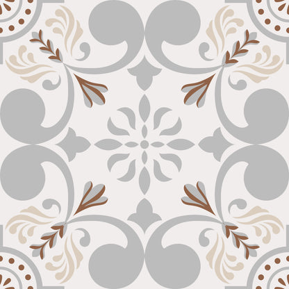 Grey Flourish Design Peel & Stick Tile Stickers