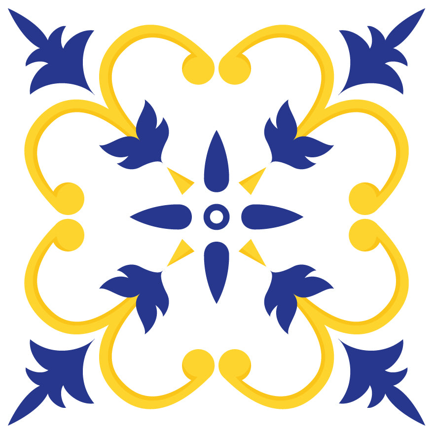 Dark Blue & Yellow Decorative Removable Tile Stickers