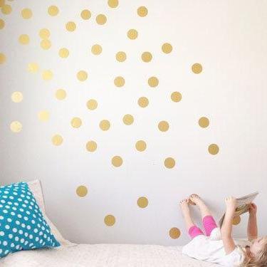 100 Gold Dot Wall Decals, Gold Dot Wall Stickers, Gold Polka Dots, Polka Dot Stickers, Polka Dot Decals, Home Decor, Wall Art Stickers