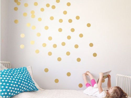 Polka Dot Nursery Wall Decals Wall Stickers For Kids Room Gold Polkas Dot Peel And Stick Metallic Gift For Kids Newborn Gift Ideas