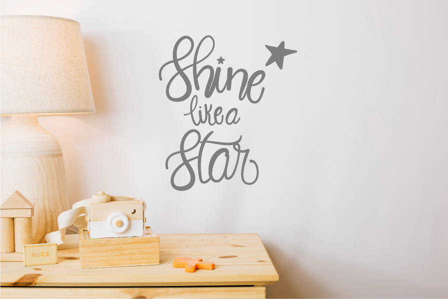 Wall Sticker Quote, Nursery Decal, Wall Quote, Shine Like a Star, Nursery Wall Art, All Art Quote, Quotes For Walls, Nursery Decor, Star