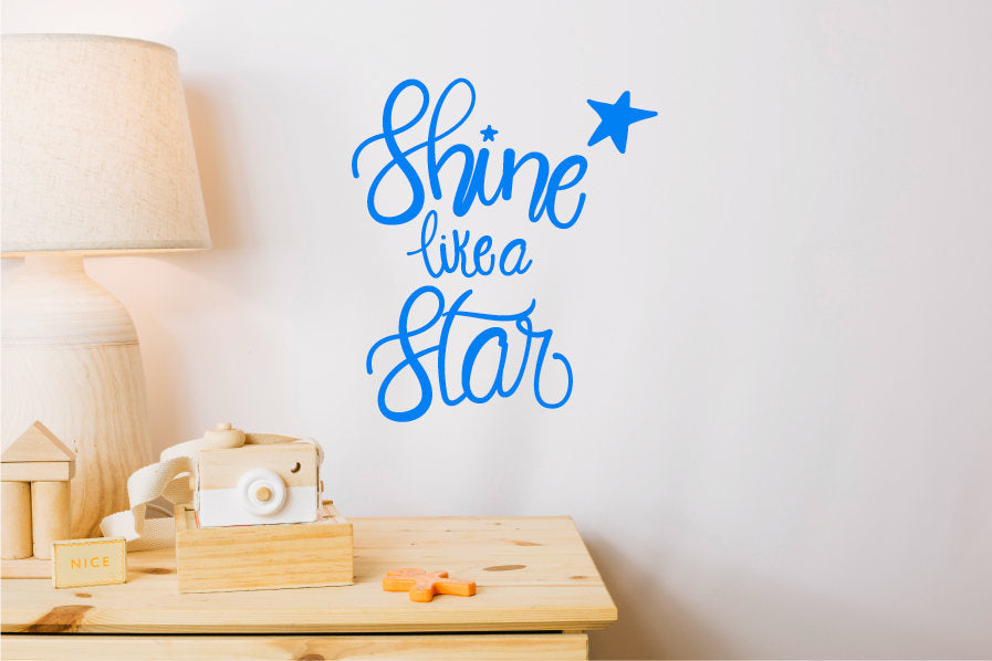 Wall Sticker Quote, Nursery Decal, Wall Quote, Shine Like a Star, Nursery Wall Art, All Art Quote, Quotes For Walls, Nursery Decor, Star