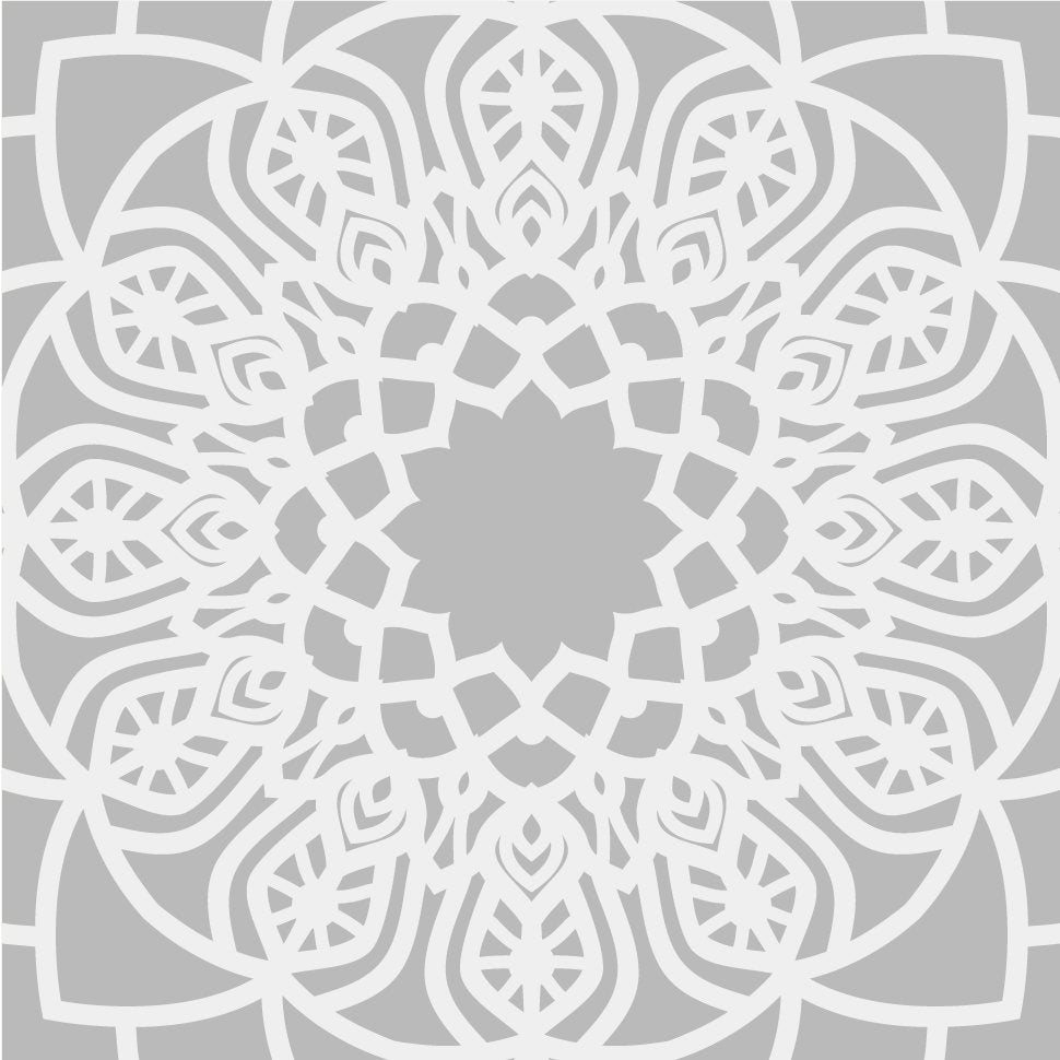 Grey Mandala Pattern Tile Stickers