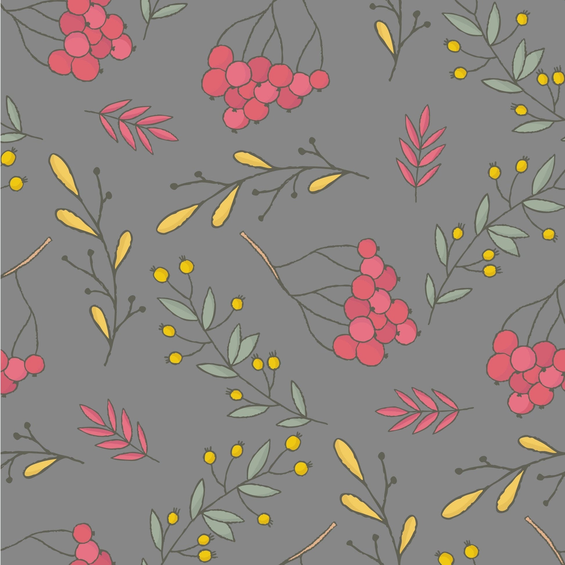 Grey Berries & Flowers Vinyl Wrap