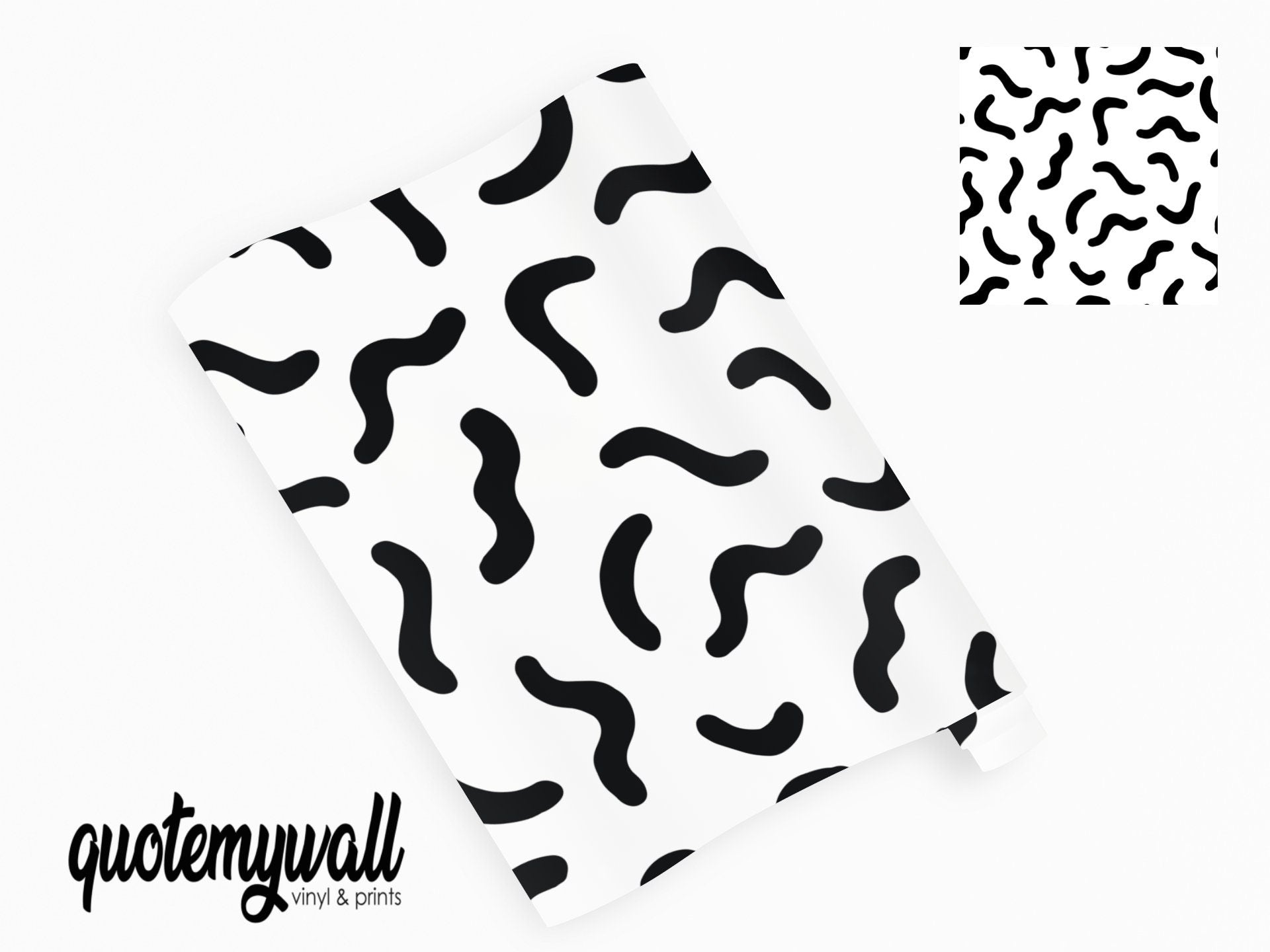 Black Squiggles Pattern Vinyl Wrap