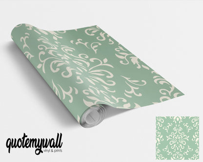 Green Decorative Floral Vinyl Furniture Wrap