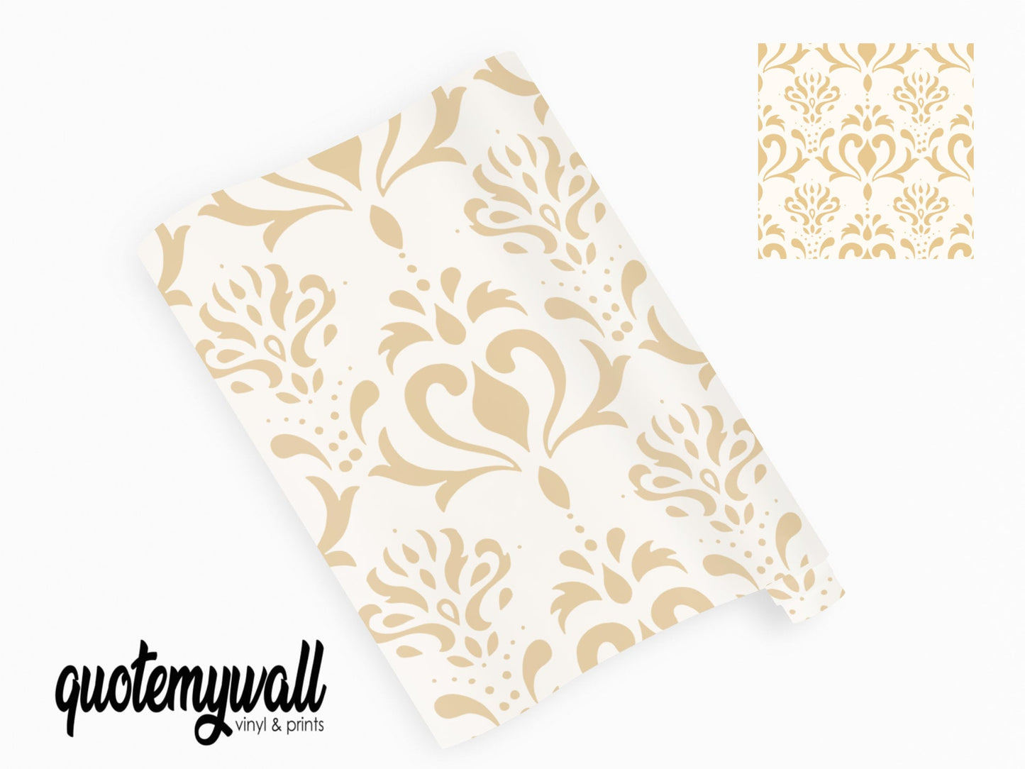 Gold Floral Decorative Vinyl Furniture Wrap