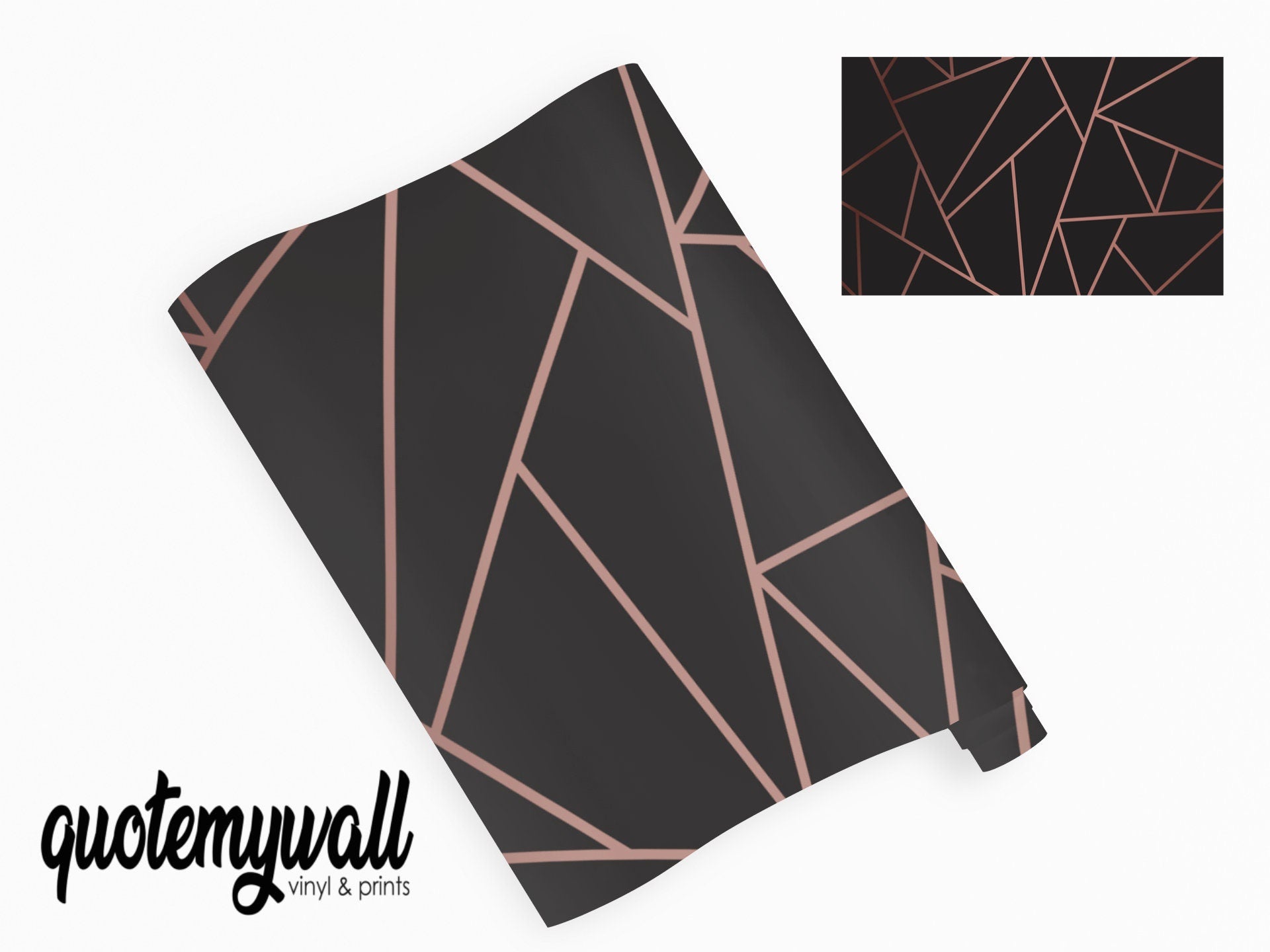 Black & Rose Gold Geometric Wrapping Paper by Rose Gold