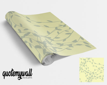 Pale Green Vines Floral Vinyl Wrap