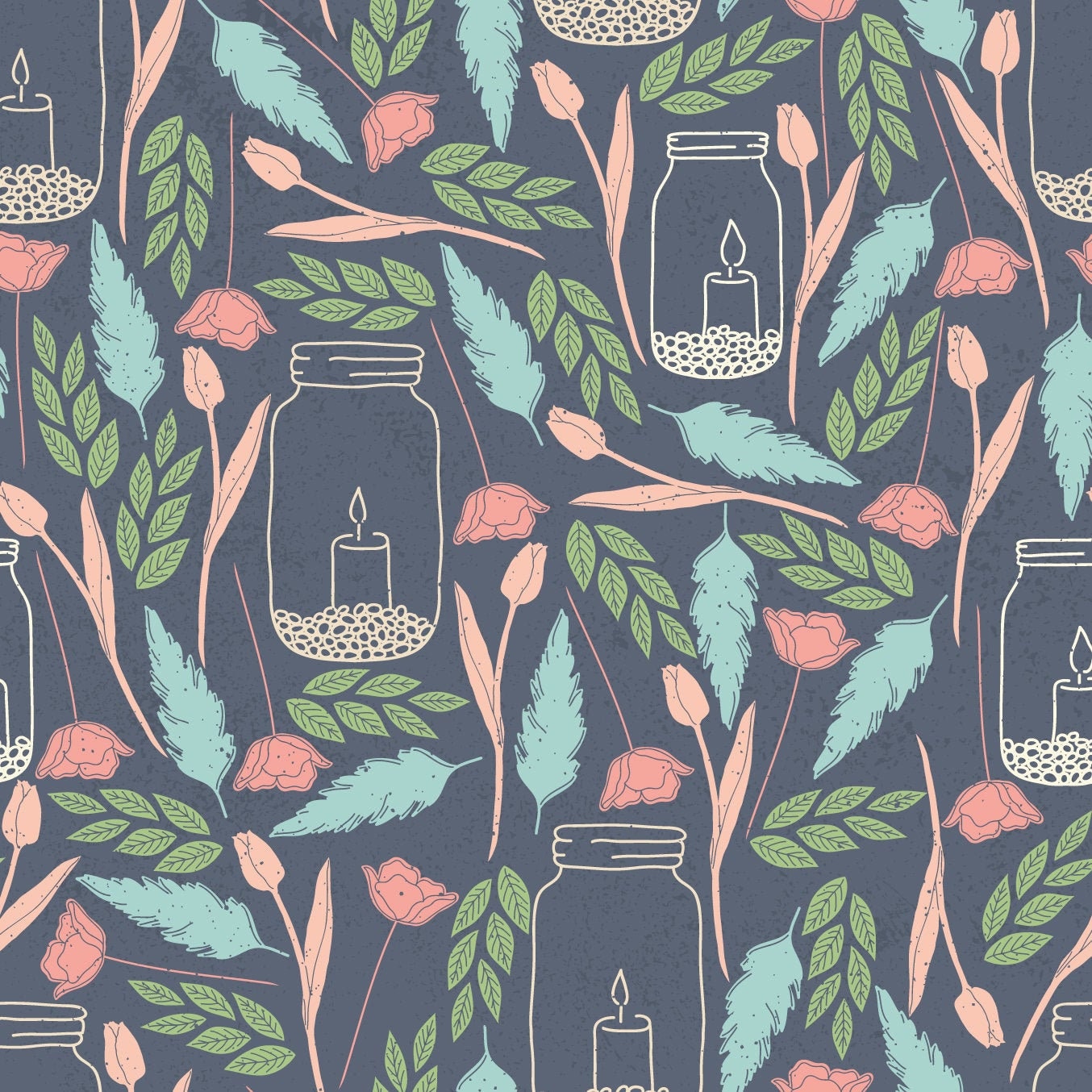 Flower & Candle Jar Pattern Vinyl Sticker Wrap