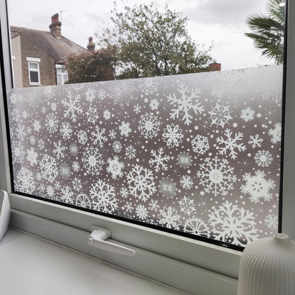 Snowflakes Christmas Window Sticker, Snowflake Window Film, Christmas Window Decor, Removable & Reusable Xmas Holidays Sticker