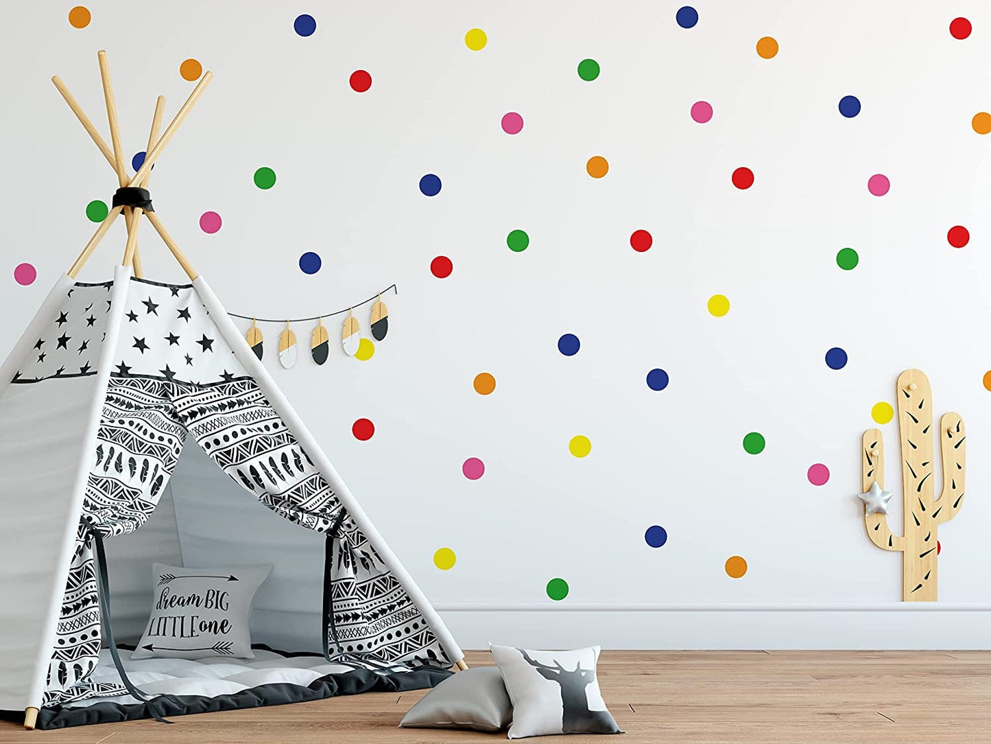 Colourful Polka Dot Wall Stickers | Wall Decals For Kids Rainbow Multi Colour Wall Decor