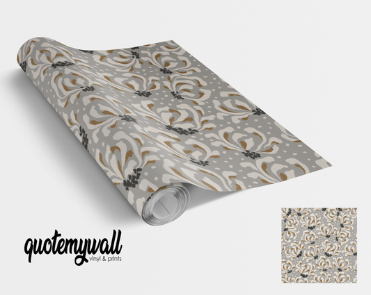 Taupe Leaf Blooms Self Adhesive Vinyl