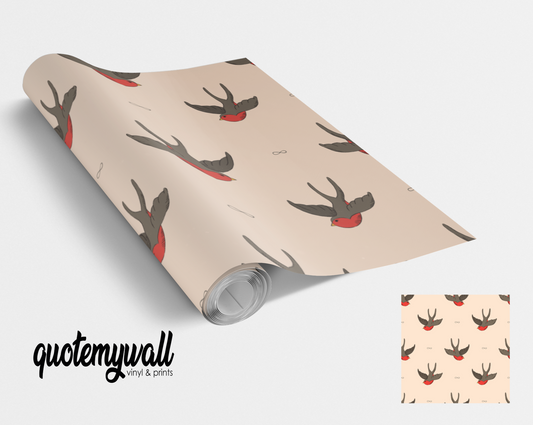 Red Chested Swallow Birds Vinyl Furniture Sticker