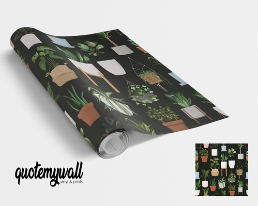 Dark Houseplant Plant Pots Plants Self Adhesive Vinyl