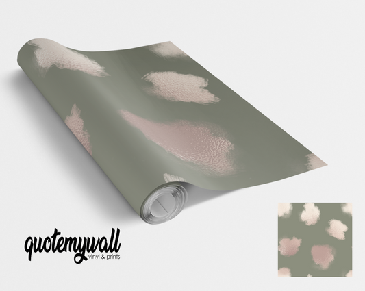 Khaki Green & Blush Sheen Cloud Smudge Self Adhesive Vinyl