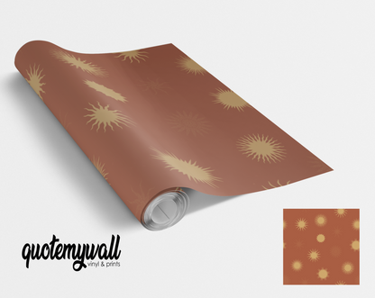 Burnt Orange Sunbursts Sun Self Adhesive Vinyl