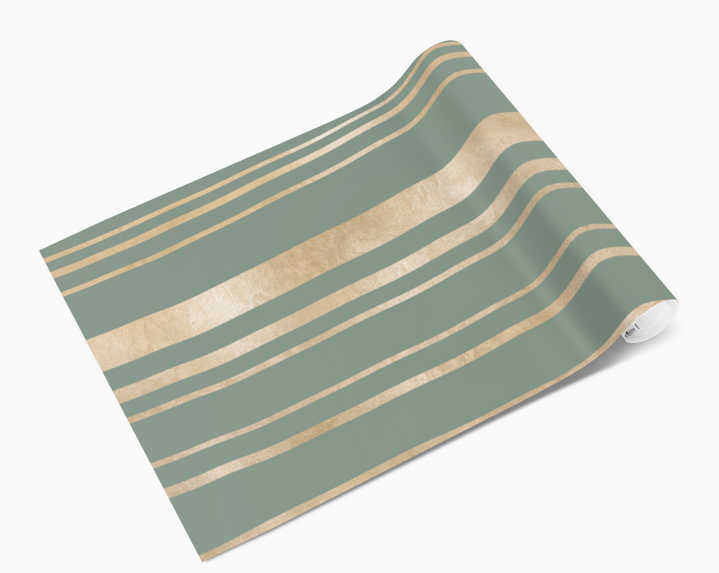 Sage Green Golden Stripes Self Adhesive Vinyl