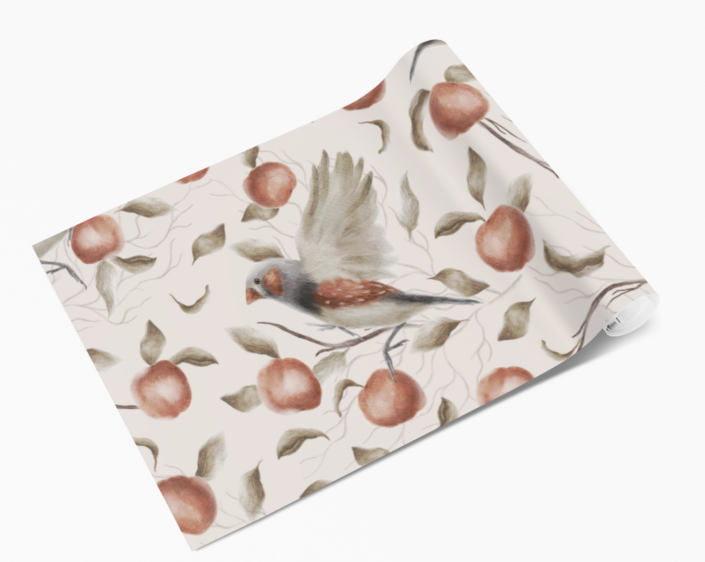 Bird Peach Fruit Painted Self Adhesive Vinyl