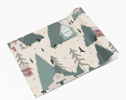 Forest Cabin Bears Scene Self Adhesive Vinyl