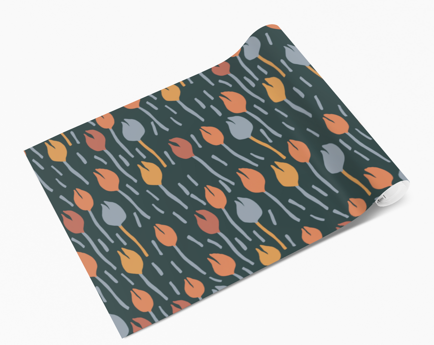 Orange/Grey Tulip Stems Self Adhesive Vinyl