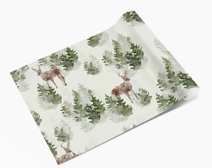 Watercolour Forest Stag Scene Self Adhesive vinyl