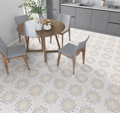 Grey Cream Linked Pattern Floor & Wall Tile Stickers