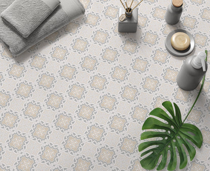 Grey Cream Linked Pattern Floor & Wall Tile Stickers