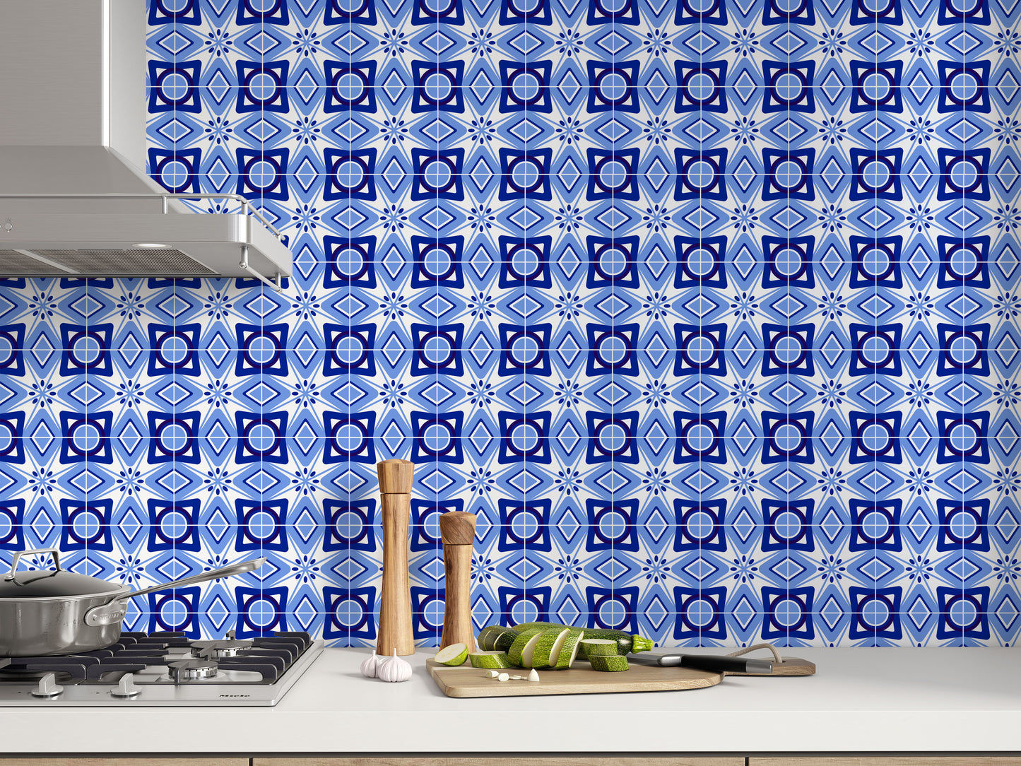 Royal Blue Starburst Removable Tile Stickers