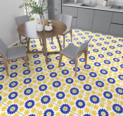 Blue & Yellow Removable Tile Stickers