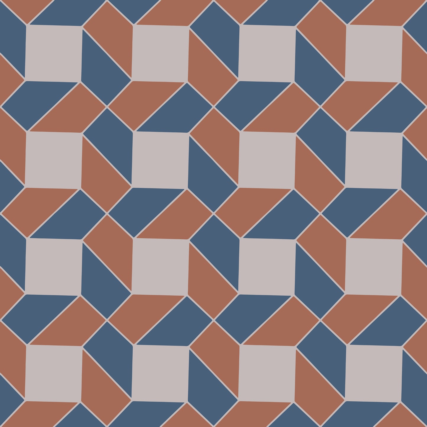 Brown/Blue Chain Tile Pattern Self Adhesive Vinyl