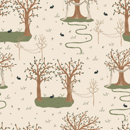 Forest Trees Rabbits Self Adhesive Vinyl