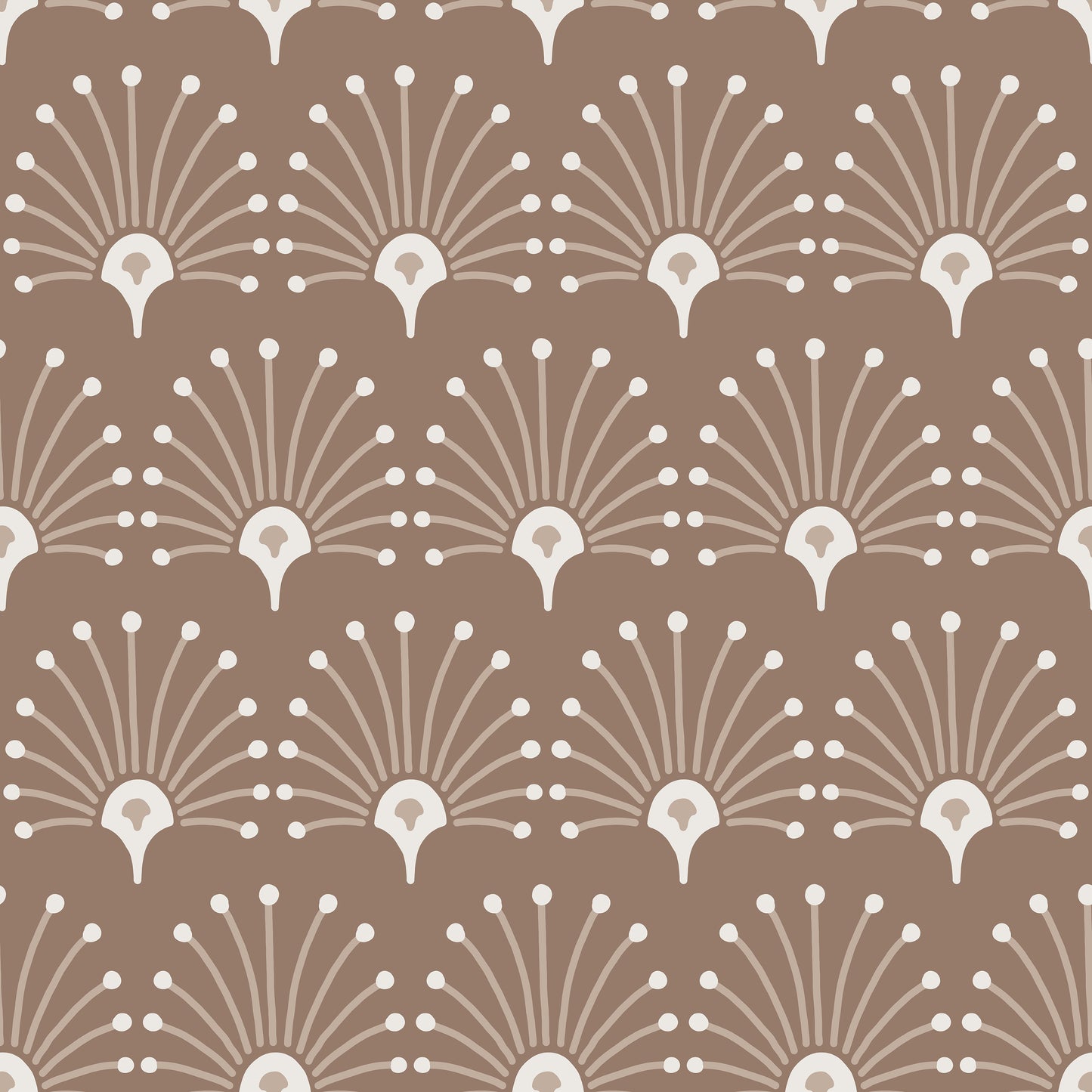 Taupe Peacock Fans Self Adhesive Vinyl