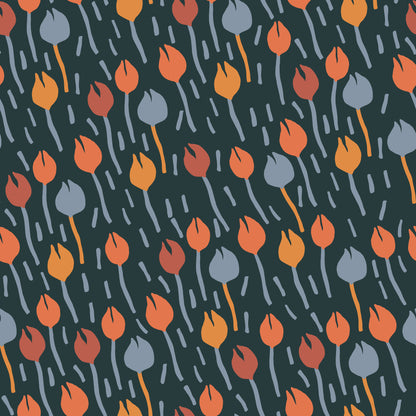 Orange/Grey Tulip Stems Self Adhesive Vinyl