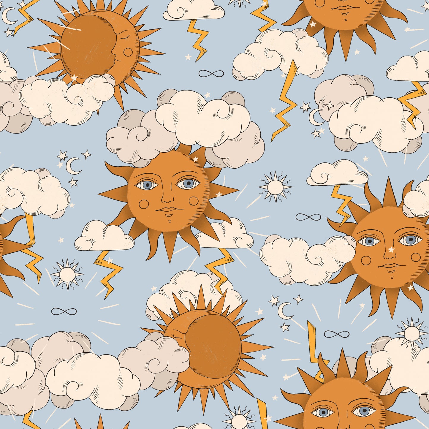 Weather Sun Cloud Sky Faces Self Adhesive Vinyl