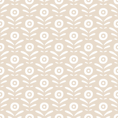 Stone Beige White Plant Shoots Self Adhesive Vinyl