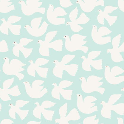 Baby Blue White Doves Self Adhesive Vinyl