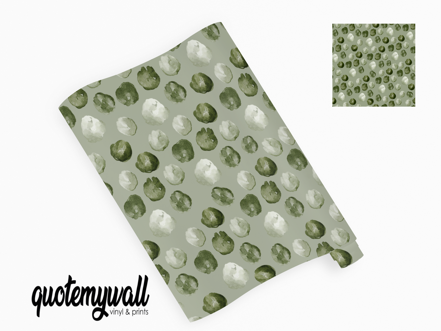 Watercolour Dark Green Blobs Self Adhesive Vinyl