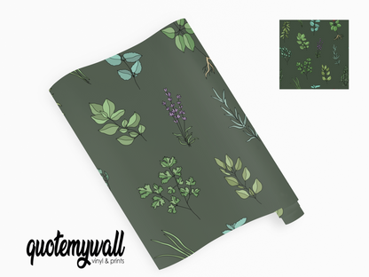 Hand Drawn Herbs Self Adhesive Vinyl