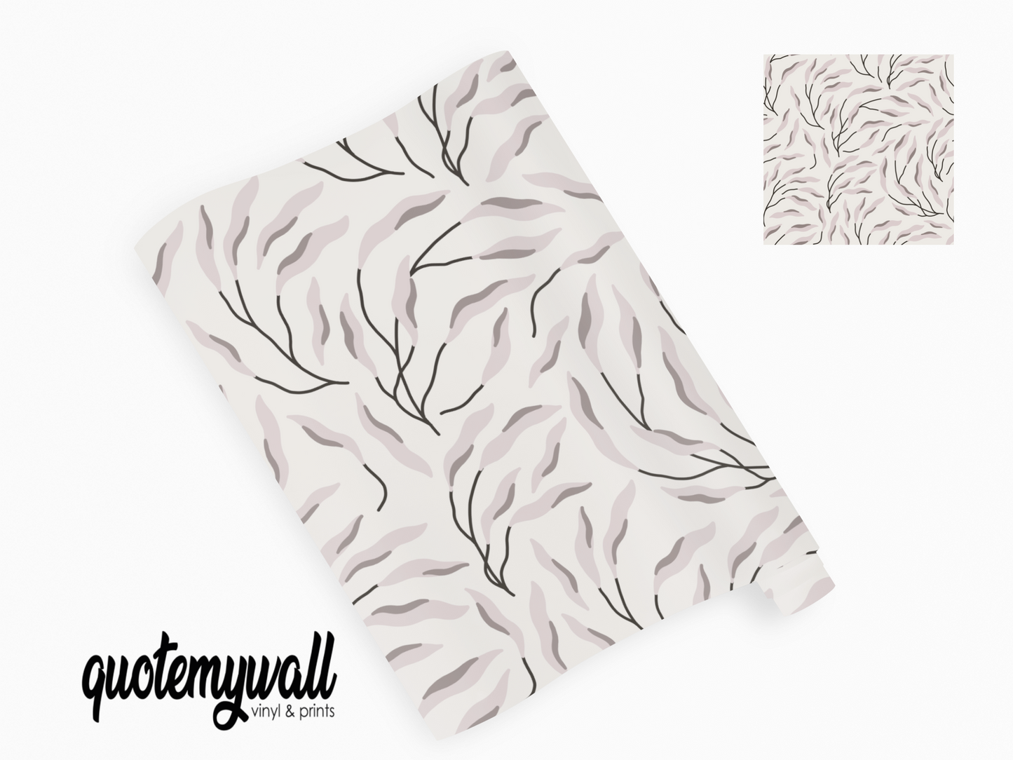 Taupe Sycamore Leaves Self Adhesive Vinyl