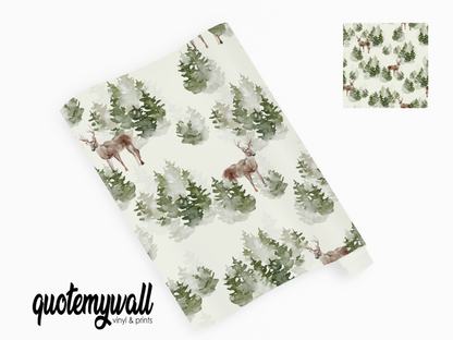 Watercolour Forest Stag Scene Self Adhesive vinyl